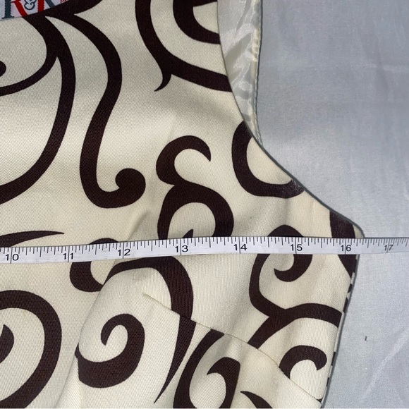 R & K Originals Ivory Scrolls Sleeveless Dress, Size 6 Petite, Cream/Brown - Picture 8 of 9